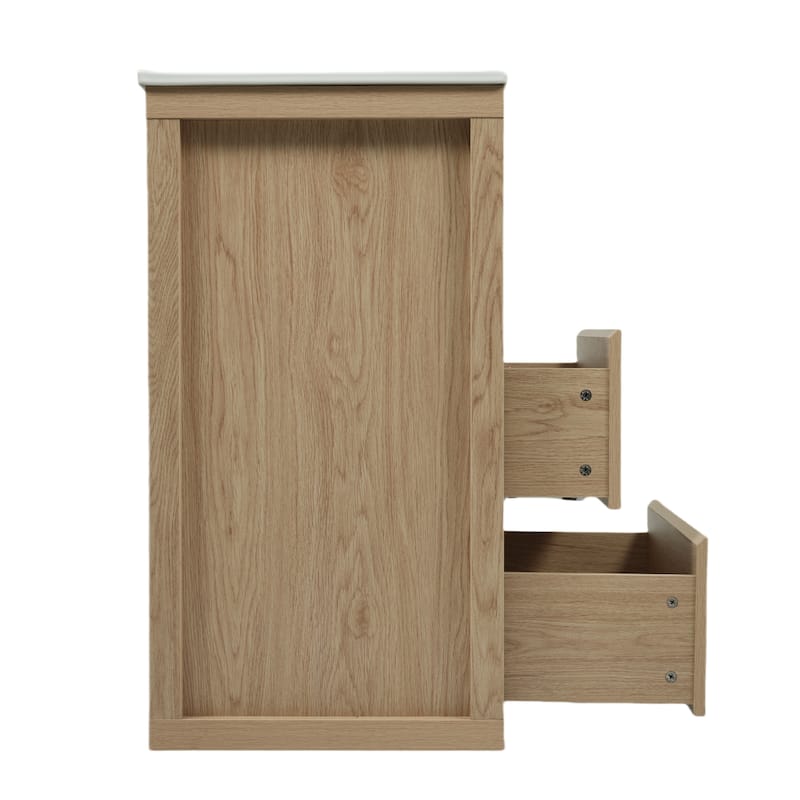 30"Bathroom Vanity with Ceramic Sink and 2 Drawers, Freestanding Vanity with Smooth Drawer Slides & Waterproof Finish