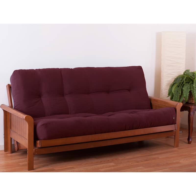 10-inch Thick Twill Futon Mattress (Twin, Full, or Queen) - Burgundy - Queen