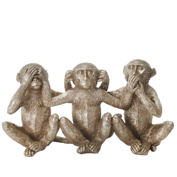 slide 1 of 2, Resin 6"H Monkey Decoration, Gold - 3.5Wx10.5Lx6H