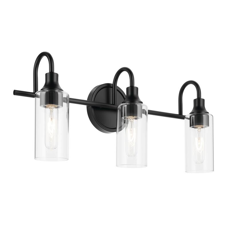 Kichler Lighting Kavi 23" 3-Light Vanity Light with Clear Glass in Black