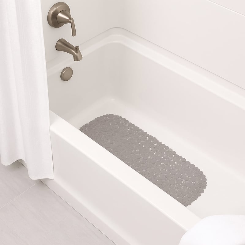 Bubbles Non-Slip Oval Bathtub Mat 28 L x 15 W - Solid Taupe