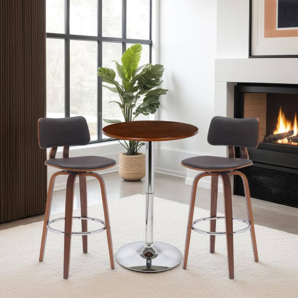 Armen Living Bentley Adjustable Pub Table with Wood Top and Metal Base