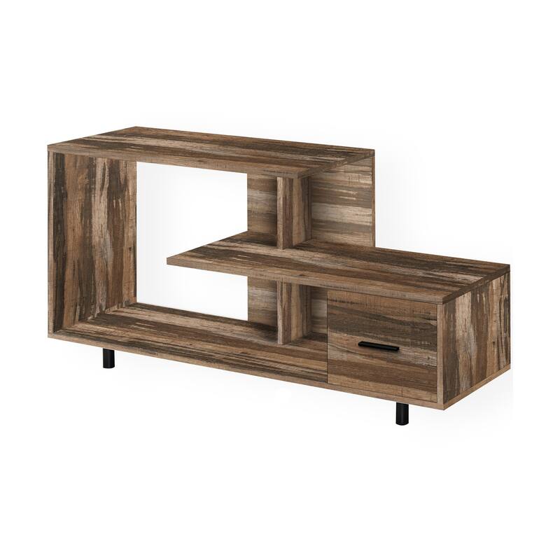 48" TV Stand, Contemporary Media Entertainment Center with Storage Drawer & Pedestal Stand - Brown