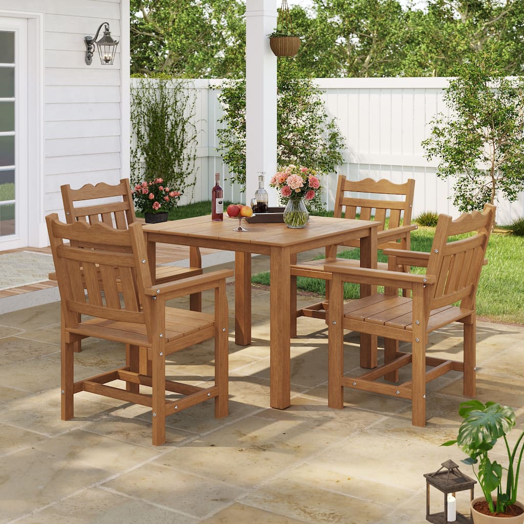 HIPS Outdoor Dining Set All-weather Patio Table and Chairs(Set of 5)