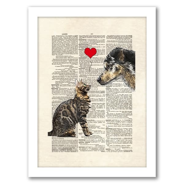 slide 1 of 1, Dog-Cat Love by Matt Dinniman White Framed Wall Art - Americanflat - 8" x 10"