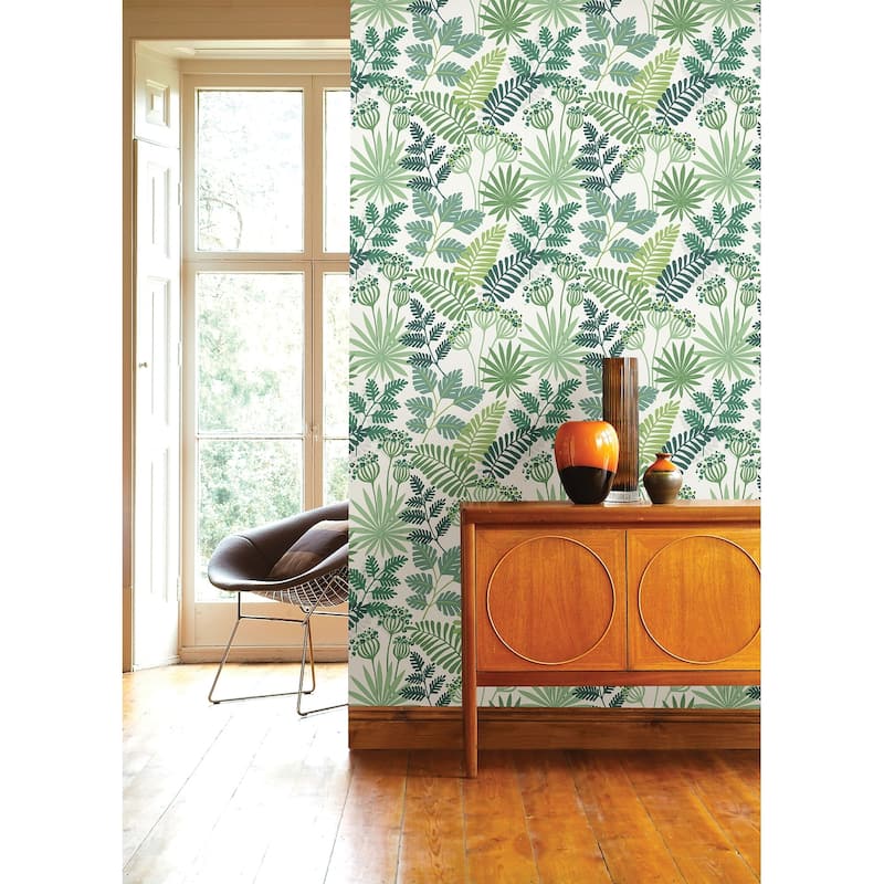 A-Street Prints Praslin Green Botanical Wallpaper