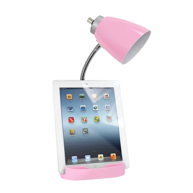 18.5 in. Chrome Finish Table Lamp with Pink Shade, Desk Lamp for Writing and Computer Desks