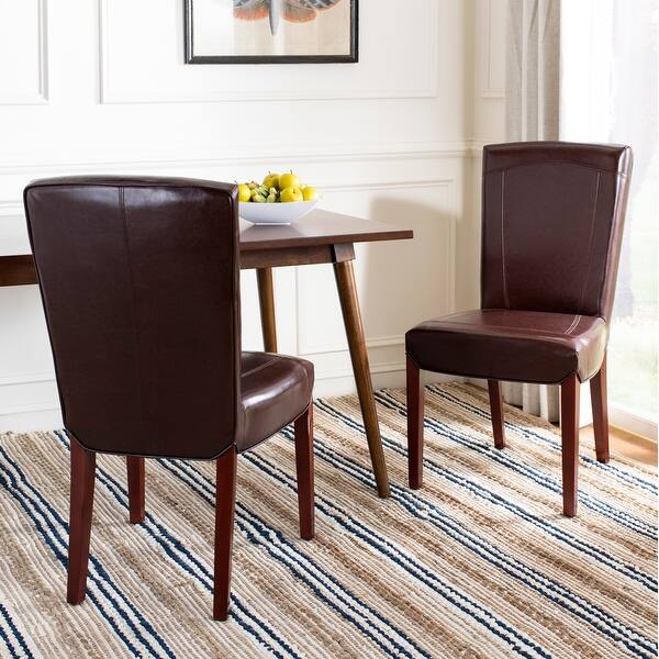 Shop Safavieh Dining Parsons Bowery Brown Marbled Leather Dining