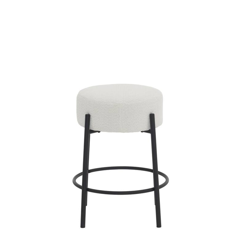 Set of 2 24" Round Bar Stools,Contemporary Upholstered Sturdy Hardware Support Legs
