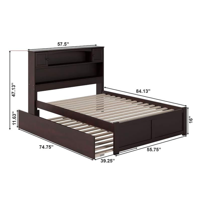 AFI Newport Full Size Platform Bed with Footboard & Twin Trundle in Espresso