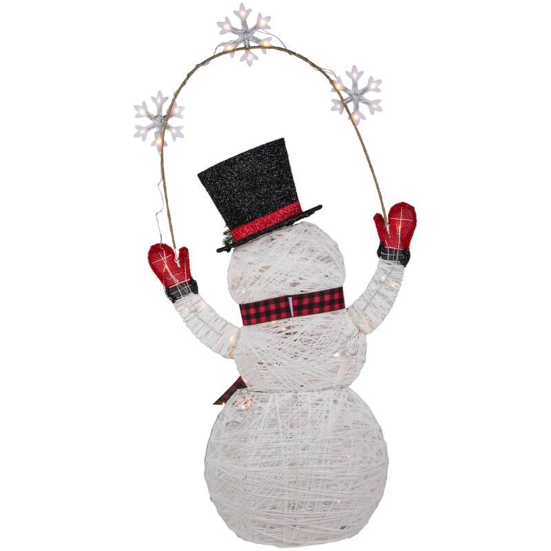 57" LED Lighted Snowman Holding Snowflakes Outdoor Christmas Decoration
