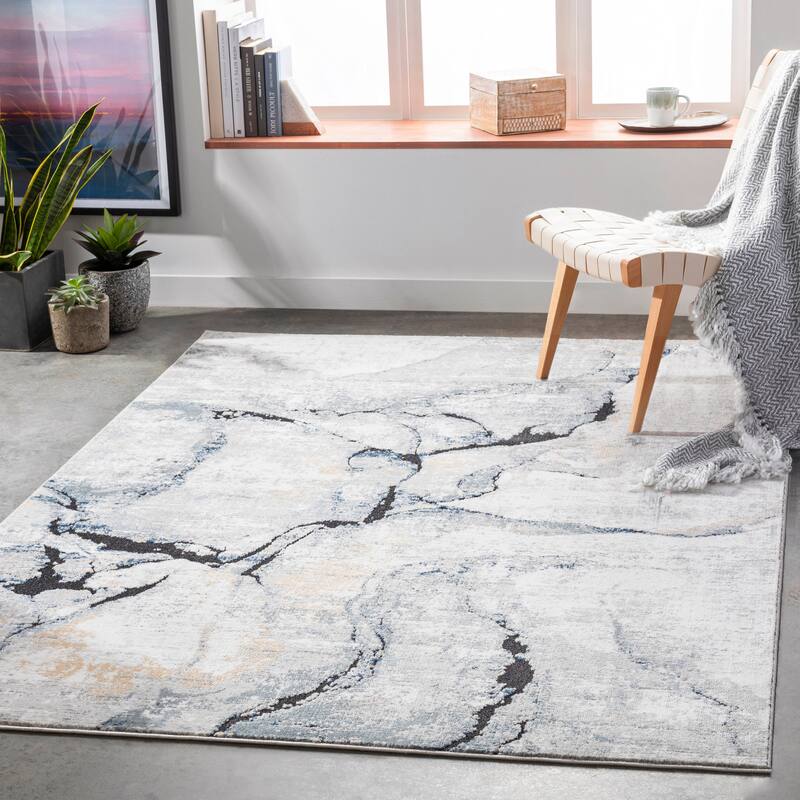 Artistic Weavers Isla Modern Marbled Area Rug - 7'10" Square - Grey