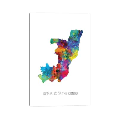 iCanvas "Republic Of The Congo Map" by Michael Tompsett Canvas Print