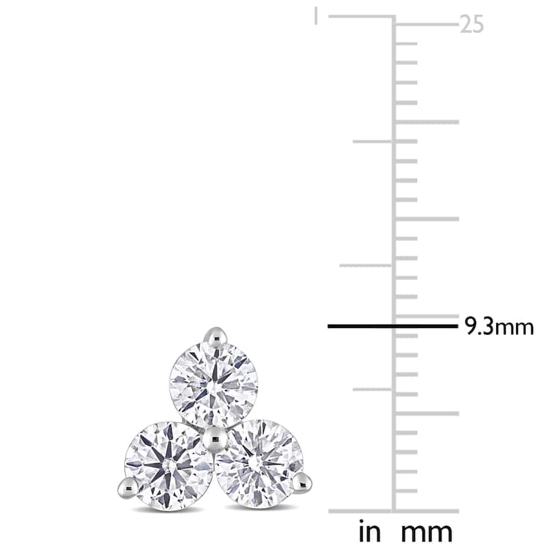 Miadora 2 1/6ct DEW Moissanite 3-Stone Clover Cluster Stud Earrings in Sterling Silver