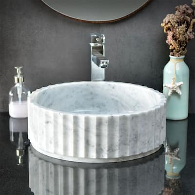 Single Bowl Crown shaped sink in Carrera White 15.75"x15.75"x5.12"