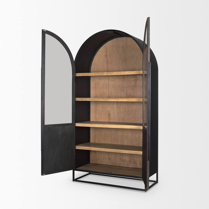 Sloan Black/ Dark Brown Arched Display Dining Cabinet