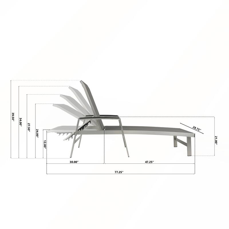 Aluminum Frame Adjustable Mesh Chaise Lounges Set
