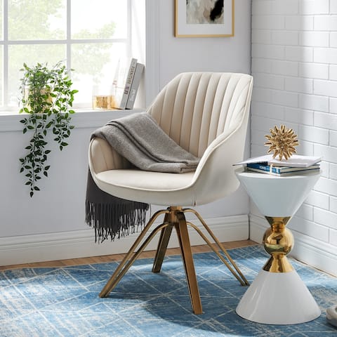 Art Leon Classical Swivel Office Accent Arm Chair with Golden Legs