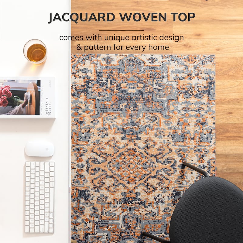 Jani 40"x54" Rug'd Chair Mat-Rug Style Office Chairmat for Carpet & Hard Floors| 0.25" Thick |Non-Slip, Foldable Desk Chair Mat