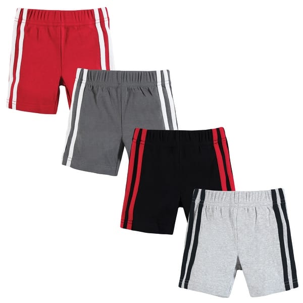 slide 1 of 1, Hudson Baby Boy Shorts Bottoms 4-Pack, Red Black 0-3 Months - Red Black