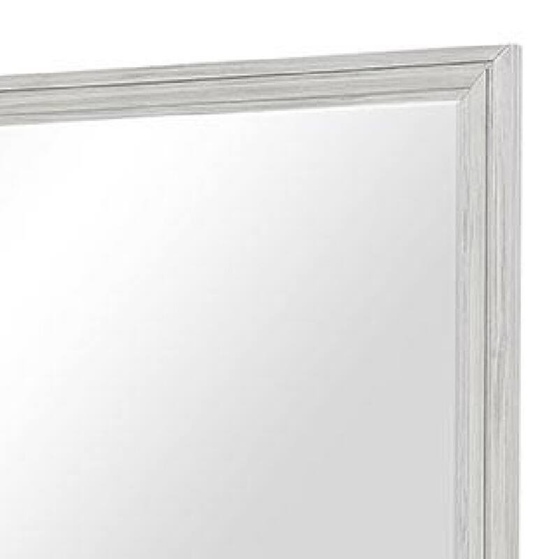 Basil Dresser Mirror, Beveled Glass, 38x44 Rustic White Solid Wood Frame