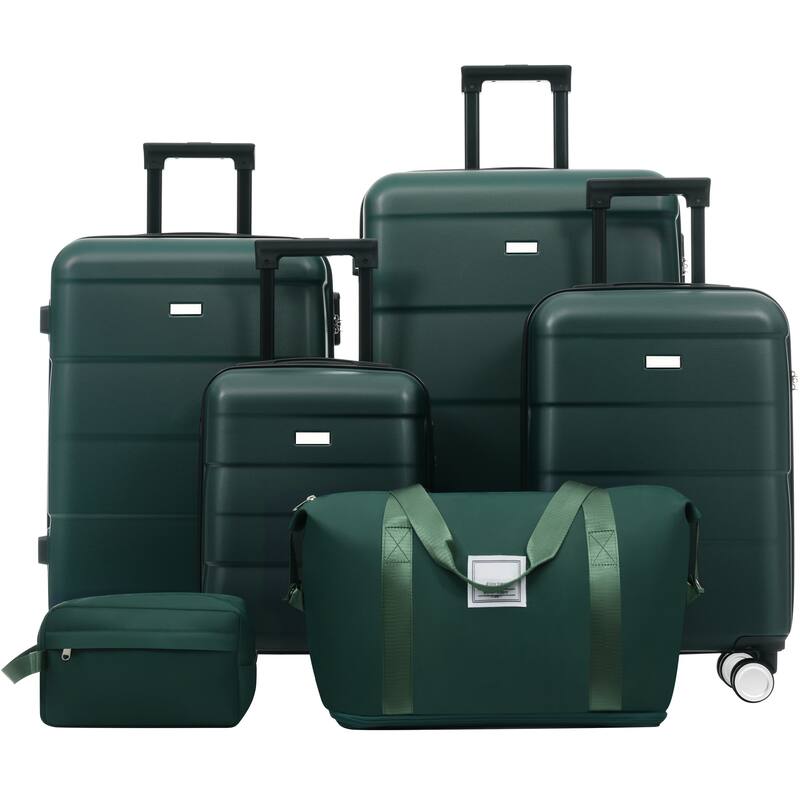 Hardshell Luggage Sets 6 Piece with 2 Bags,Carry on Suitcase with Handle Password Lock Double Spinner Wheels
