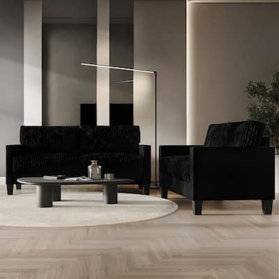 CraftPorch Corduroy Mid-Century Modern Velvet Upholstered 2-Piece Living Room Set