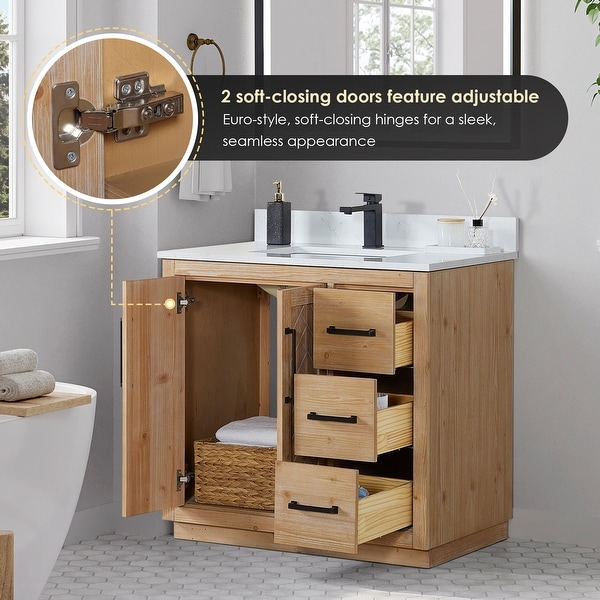 Anais 3Single Bathroom Vanity in Light Brown with Grain