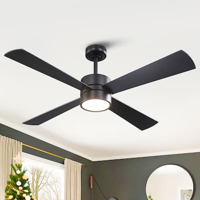 52" Black/ Distressed Brass Smart Dimmable RGB Ceiling Fan with Remote and App Control