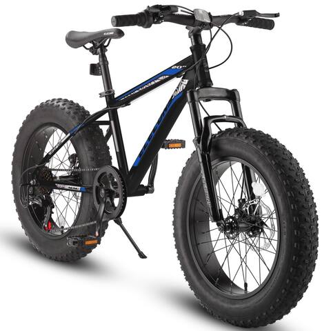 20 in.Black Fat Tire 7 Speed Mountain Bike Adult/Youth - 63.0 in. x 24.4 in. x 37.4 in.