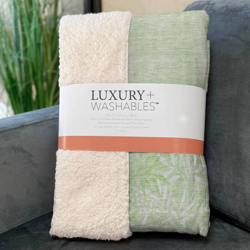 Premium Machine Washable Modern Floral Sherpa Throw Blanket