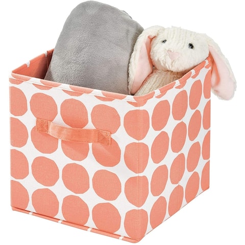 iDesign Dot Fabric Storage Cube Bin with Handles, 10.5x10.5x11 Inches - 10.5x10.5x11 Inches