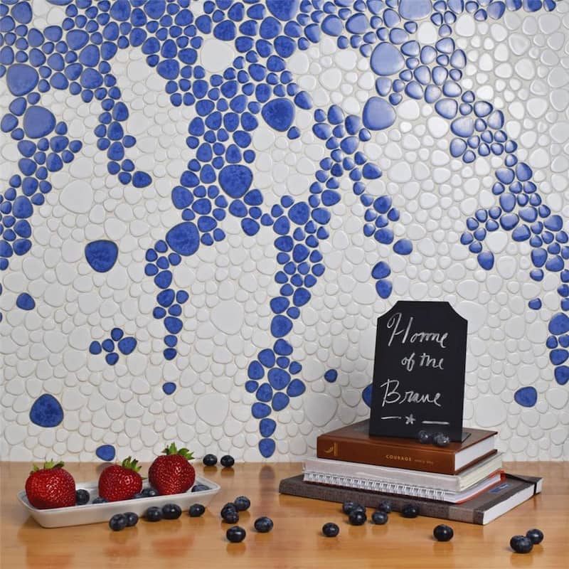 Merola Tile Pebble Blue Cloud 10-3/4" x 10-7/8" Porcelain Floor and Wall Tile