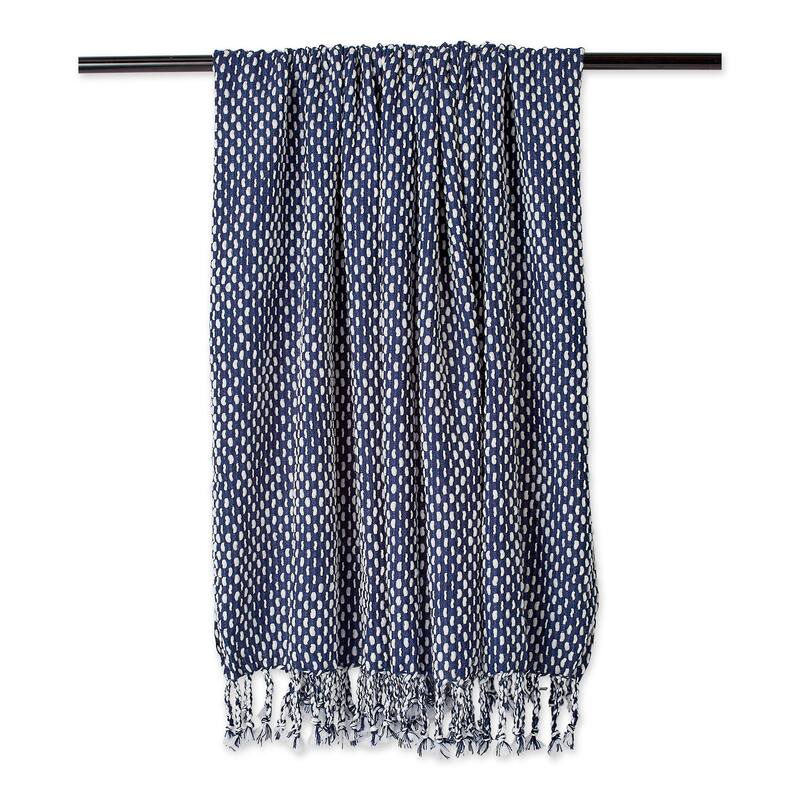 DII Navy & White Textured Acrylic Throw