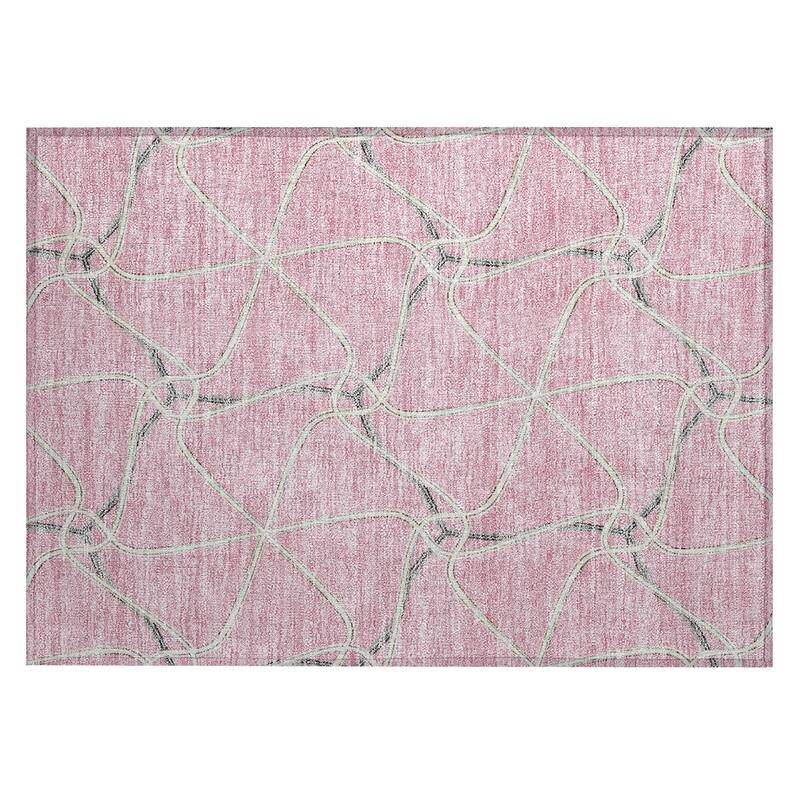 Machine Washable Indoor/ Outdoor Contemporary Links Chantille Rug