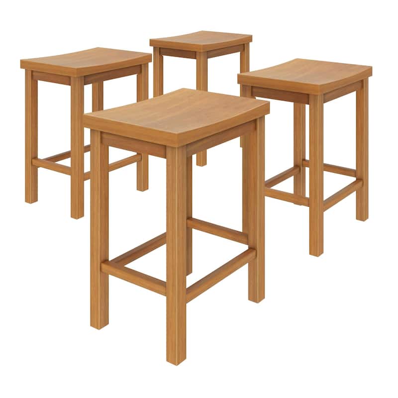 Now Furniture Solid Wood Backless Saddle Seat Counter Height Stool