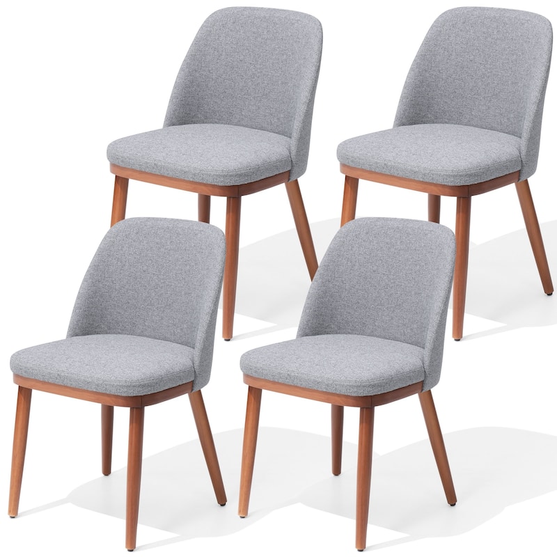 Crestlive Products Upholstered Wood Dining Chairs with Wood Legs - Light Grey - 4PC