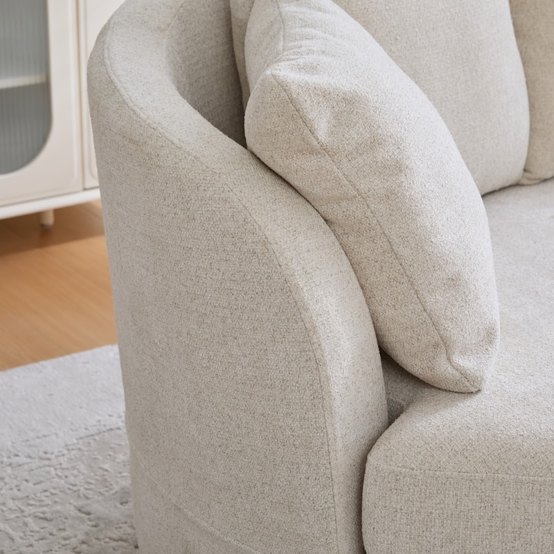 73.82" Modern Plush Chenille Wide Curved Sofa with Pillows