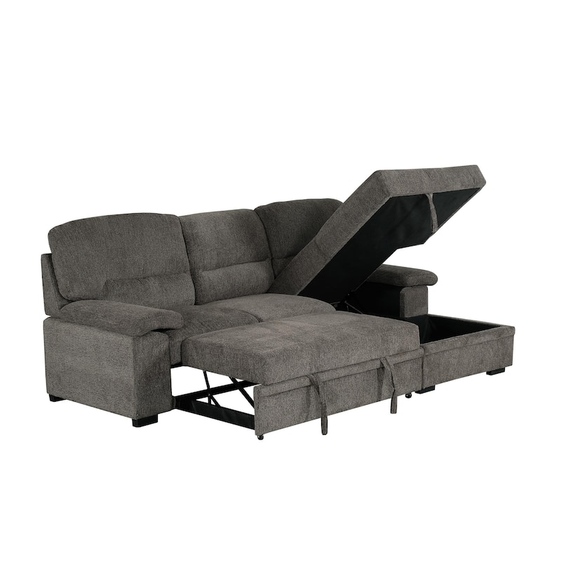 Jordan 93 in. Upholstered Right Facing L-Shaped Sleeper Sectional with Storage