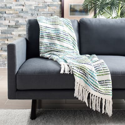 SAFAVIEH Bharti Cotton Fringe Throw Blanket