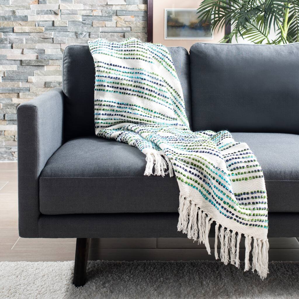 SAFAVIEH Bharti Cotton Fringe Throw Blanket