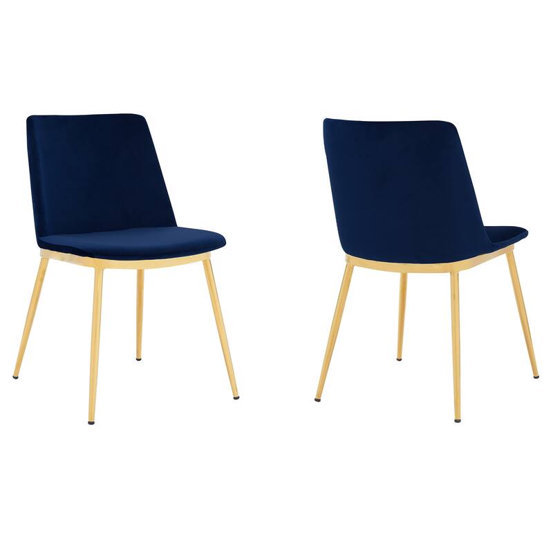 Messina Modern Velvet and Gold Metal Leg Dining Room Chairs - Set of 2