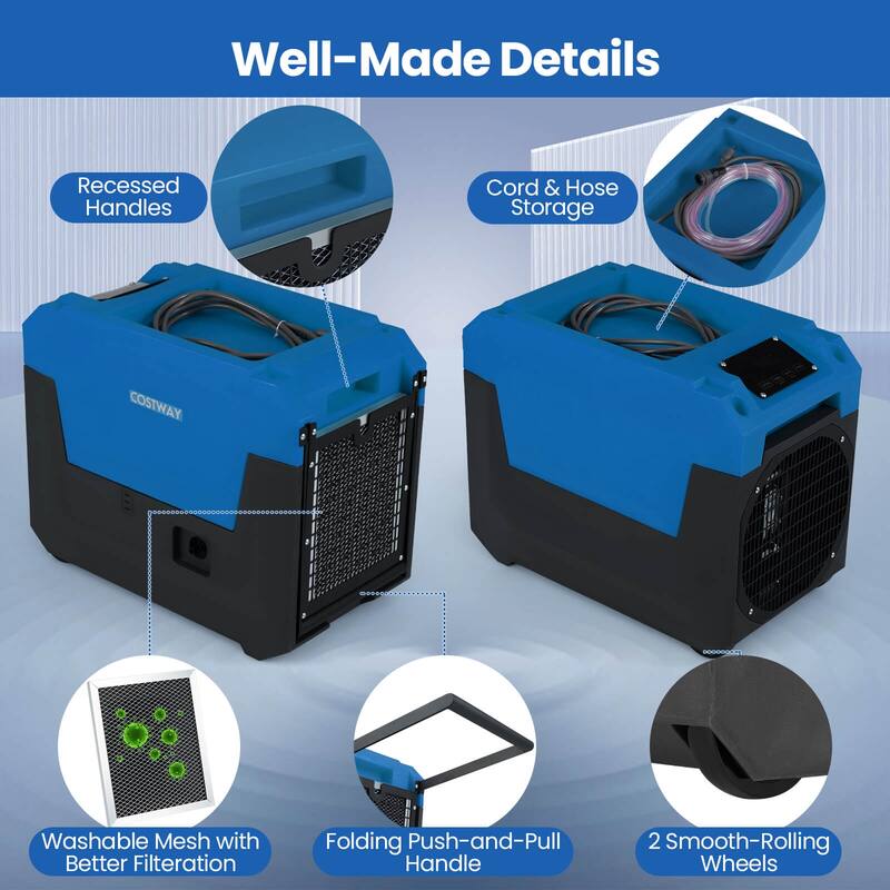 Costway 140 Pints Commercial Dehumidifier with Pump, Drain Hose for - See Details