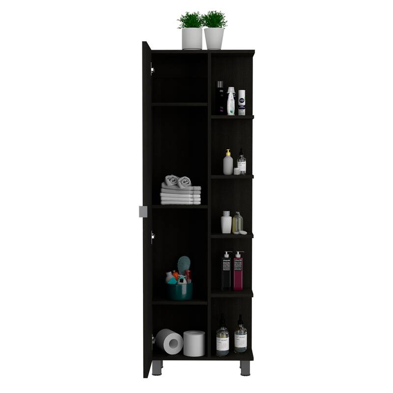 Mirror Linen Cabinet Reno - Black