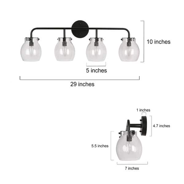 dimension image slide 1 of 2, Olia Modern Farmhouse Bathroom Vanity Light Black Glass Wall Sconces