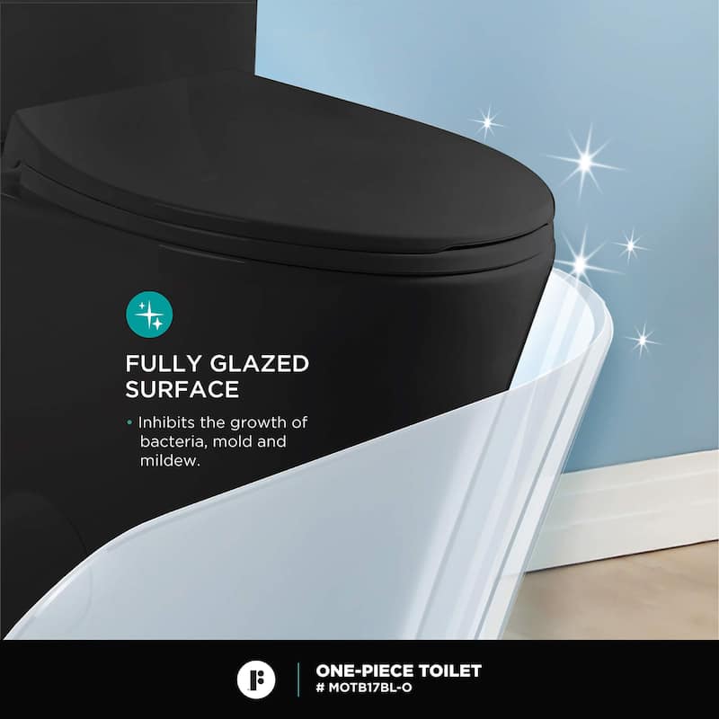 Fine Fixtures Dual-Flush One-Piece Toilet With High-Efficiency Flush, 12" Rough-in, Elongated bowl