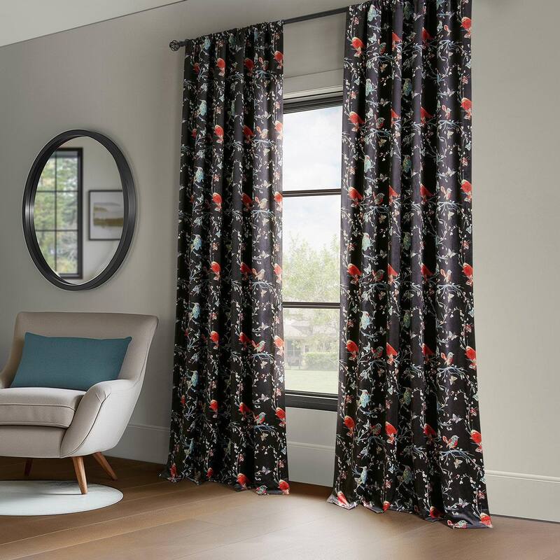 Exclusive Fabrics Botanic Garden Barcelona Velvet Curtain (1 Panel) Room Darkening Curtains For Bedroom & Living Room Curtains