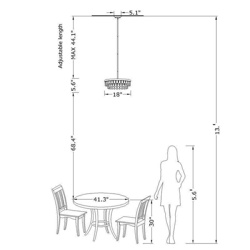 Viviana 4-light Crystal Teardrop Round Chandelier