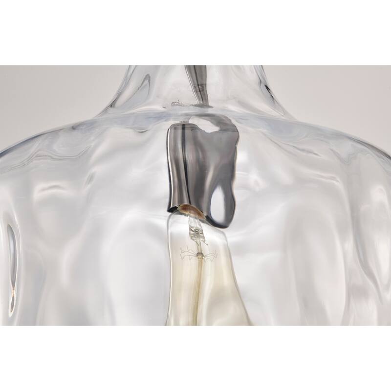 Clear Dimpled Cylindrical Glass Pendant Ceiling Light - 12in