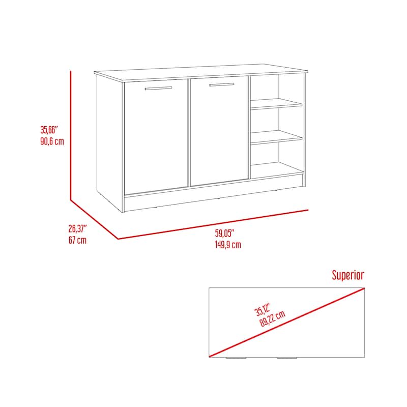 Kitchen Island for Dining Room, Kitchen, White / Dark Brown